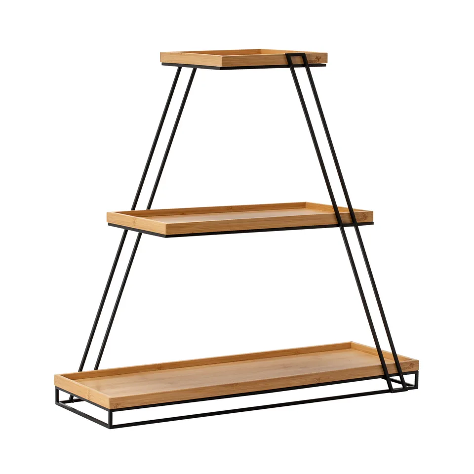 rosseto-skyrize-multi-level-stand-schwarz-mit-bambus-ebenen-sr3b-bb image 1