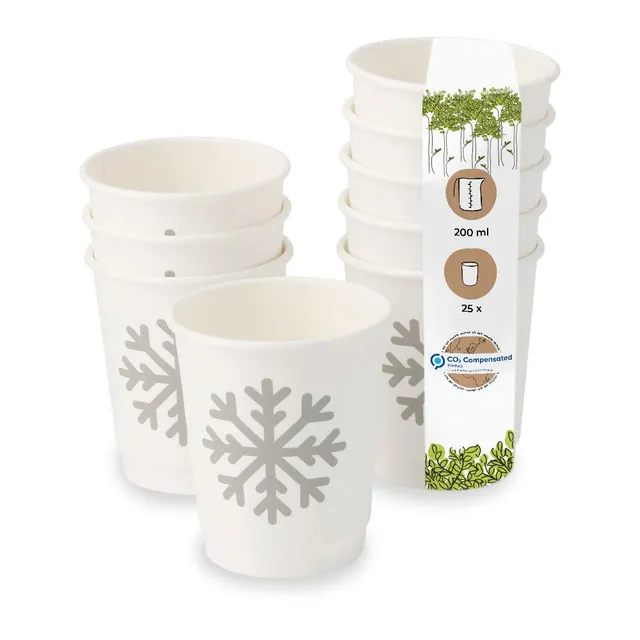 biozoyg-kaffeebecher-wintermotiv-schneeflocke-200ml-8-oz-wei-25-st-ck-doppelwand image 1