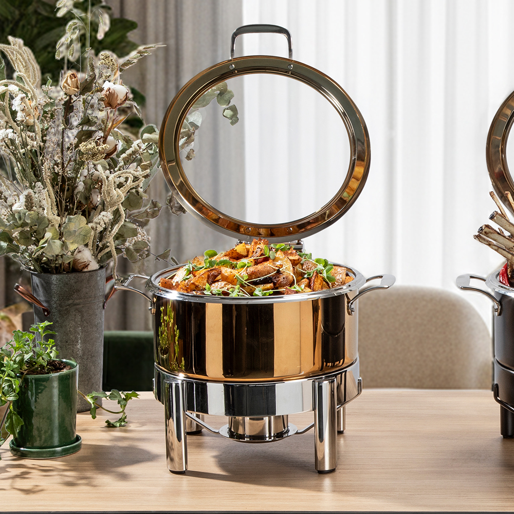 rosseto-le-dish-gwd300k-gr-chafing-pot-4-8-qt-gold-rund-mit-gestell image 4