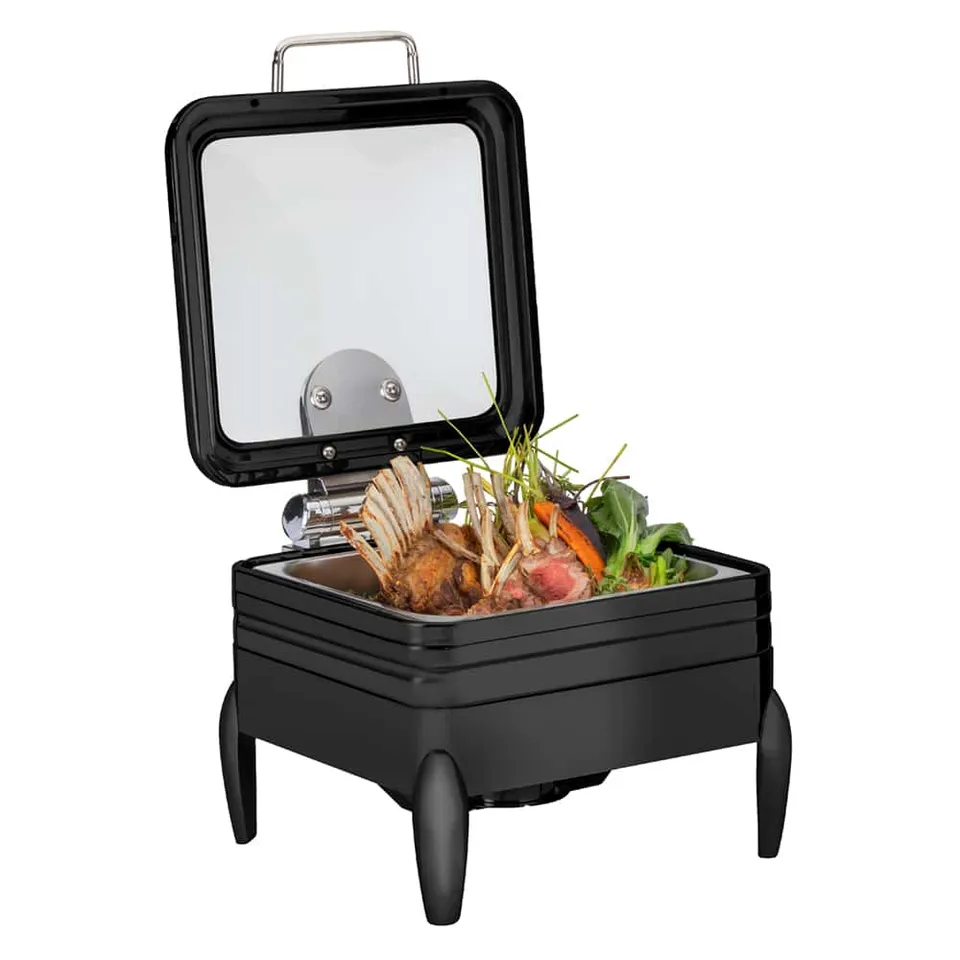 rosseto-de-luxe-cp402f-bk-chafing-dish-quadratisch-schwarz-matt-mit-glasdeckel-i image 1