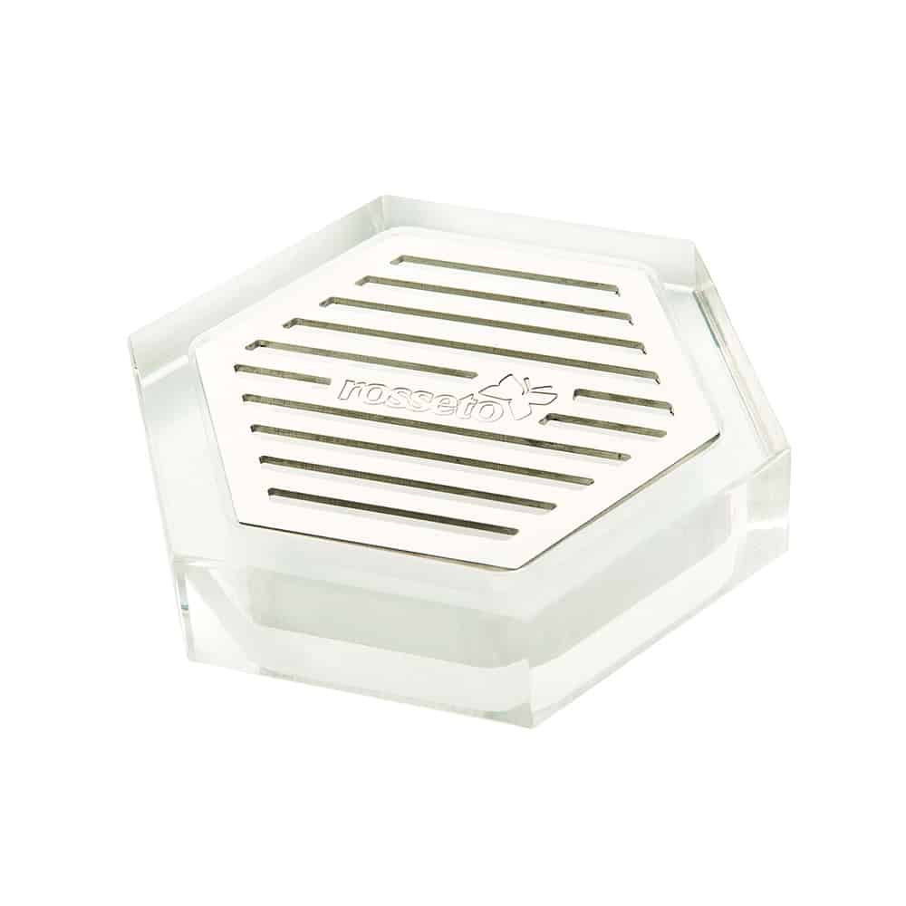 rosseto-honeycomb-ld107-acryl-tropfschale-mit-edelstahl-einsatz-f-r-getr-nkespen image 1
