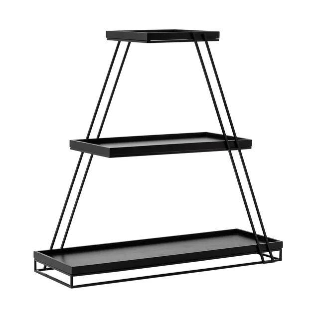 rosseto-skyrize-sr3b-bk-multi-level-stand-schwarz-mit-schwarzen-ablagen image 1