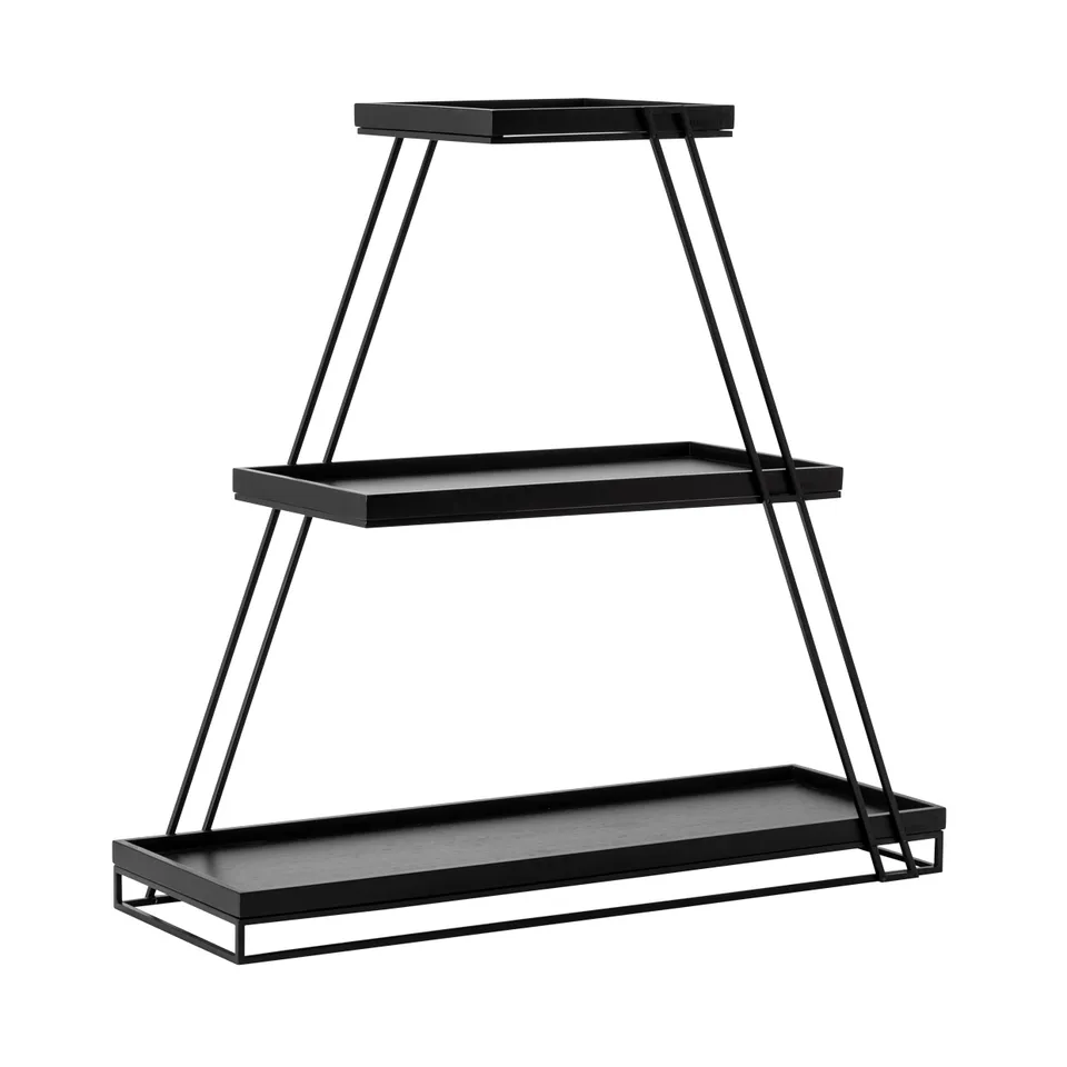rosseto-skyrize-sr3b-bk-multi-level-stand-schwarz-mit-schwarzen-ablagen image 1