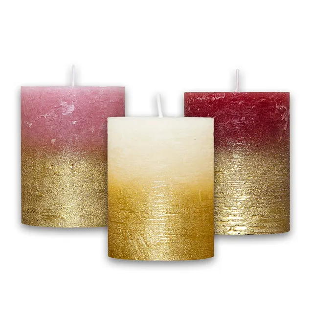 villaverde-rustikale-stumpenkerze-68-x-90-mm-metallic-gold-classic-candle image 1