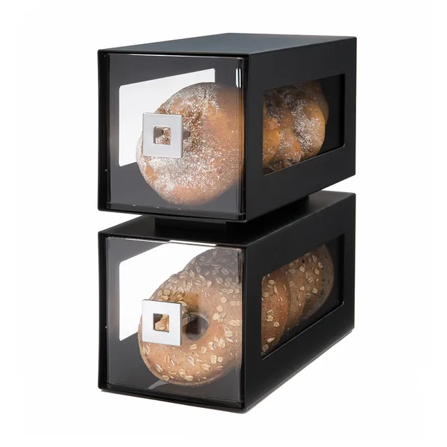 rosseto-bd101-bakery-display-s-ule-2-st-ckig-schwarz-matt-mit-acryl-schubladen image 1