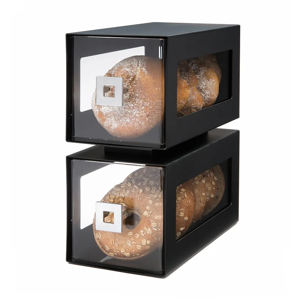 rosseto-bd101-bakery-display-s-ule-2-st-ckig-schwarz-matt-mit-acryl-schubladen image 1