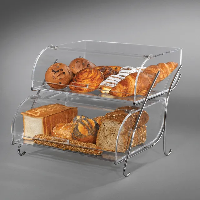 rosseto-bak2937-b-ckerei-vitrine-2-st-ckig-acryl-klar-mit-verchromtem-drahtst-nd image 1