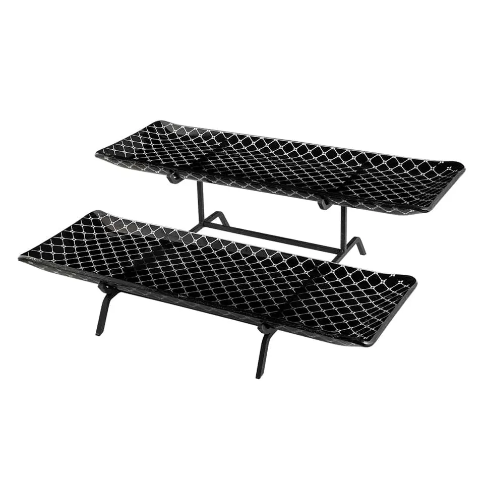 rosseto-kalderon-gst02bfp-st-nder-2-stufig-schwarz-mit-2-zenit-glas-trays-22-5-z image 1