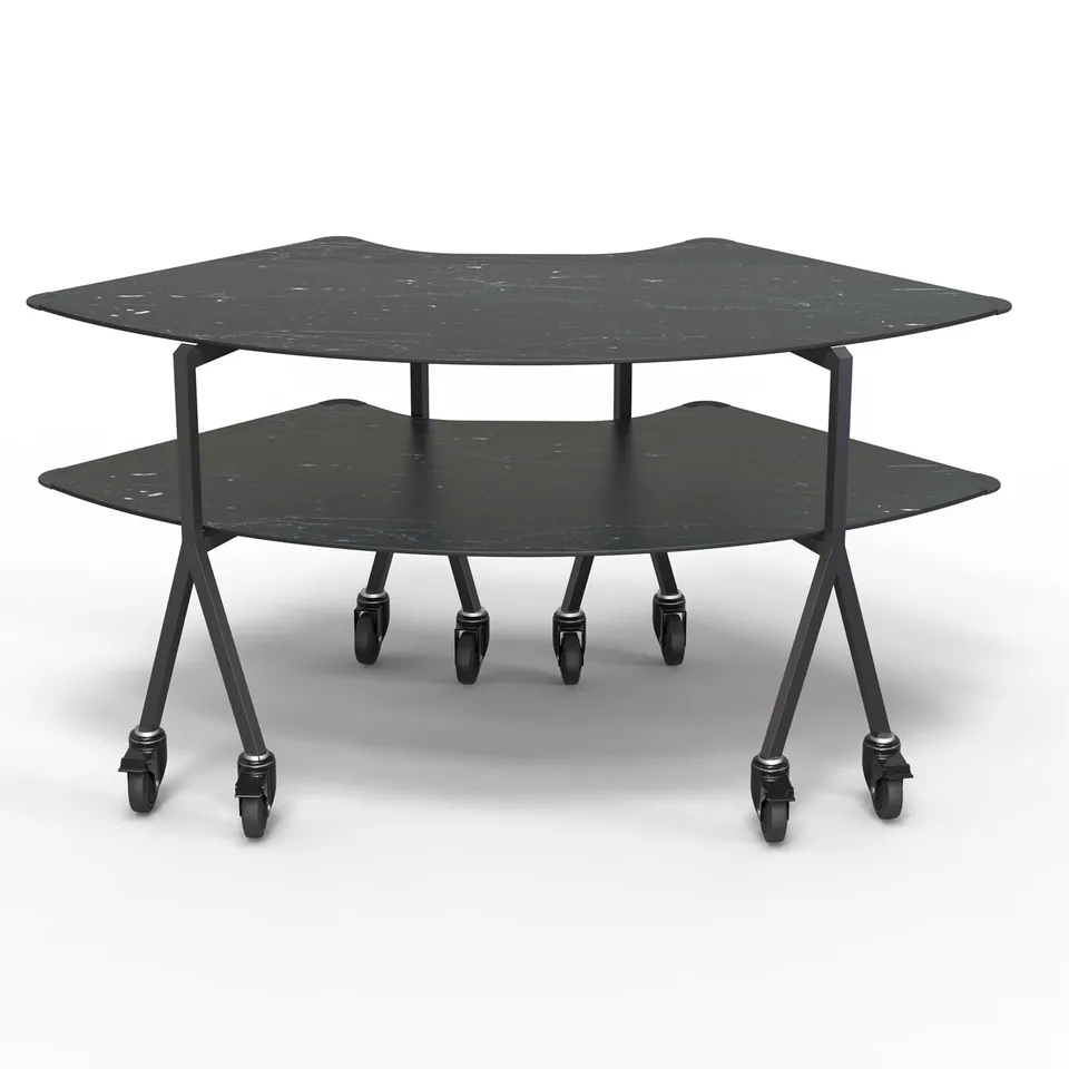 rosseto-mt-2008bmbw-modulite-2-ebenen-set-black-marble-tabletop-mit-rollen image 1