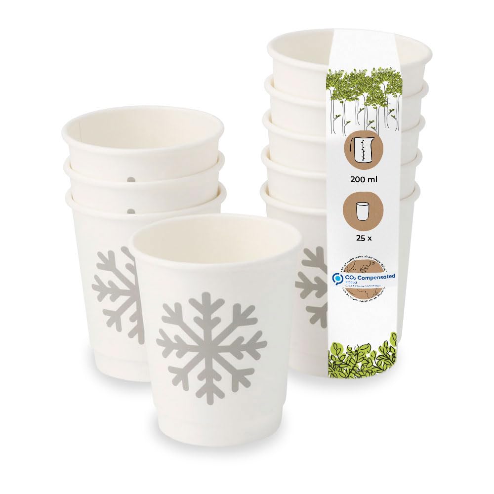 biozoyg-kaffeebecher-wintermotiv-schneeflocke-200ml-8-oz-wei-25-st-ck-doppelwand image 1
