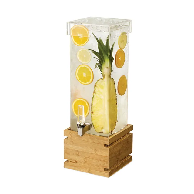rosseto-ld179-beverage-dispenser-2-gal-rechteckig-klar-acryl-mit-bambus-basis image 1