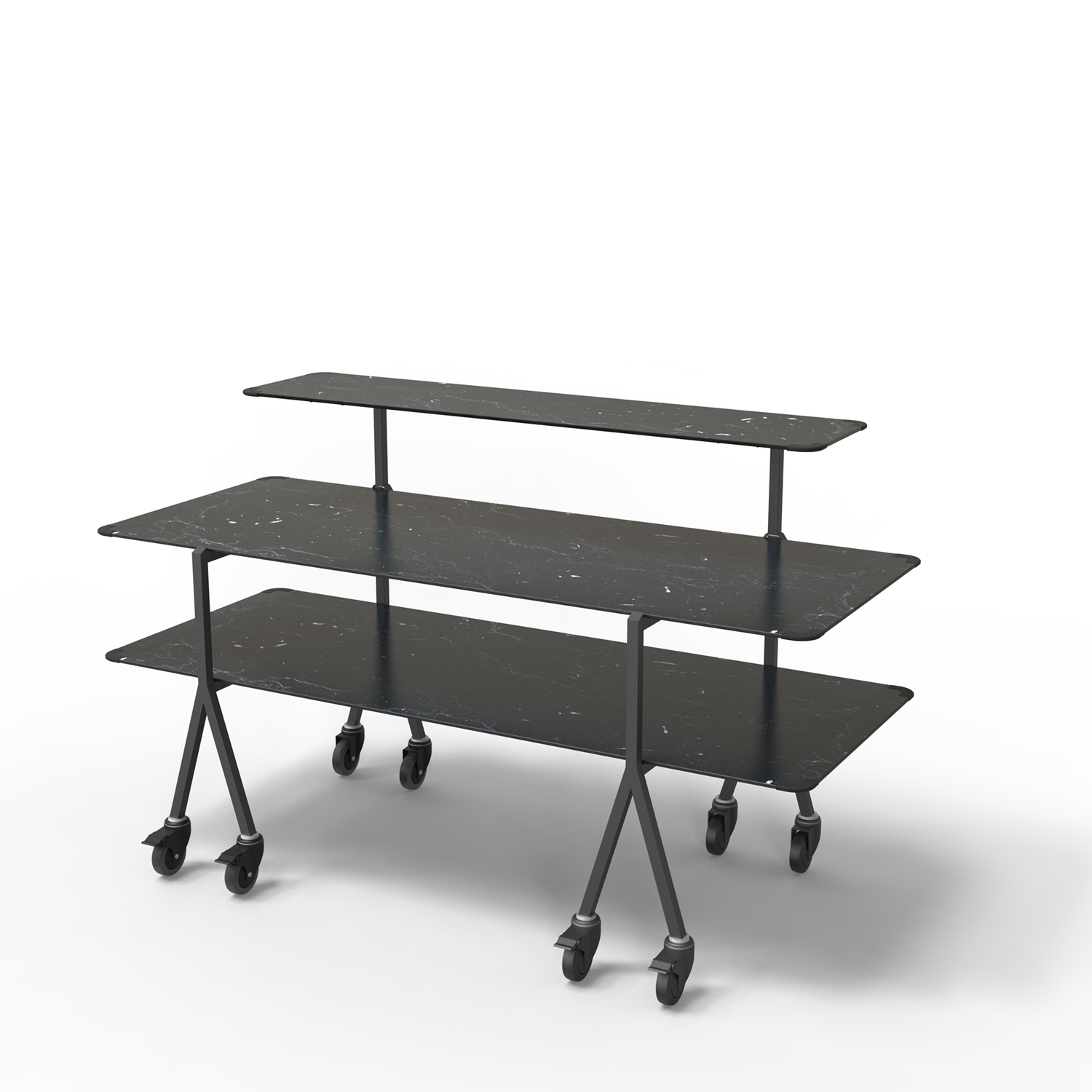 rosseto-modulite-mt-3004bmbw-3-level-buffet-tisch-set-black-marble-ablage-mit-ro image 1