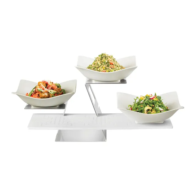 rosseto-sk048-swan-riser-set-5-teilig-edelstahl-mit-forme-melamine-schalen-wei image 1