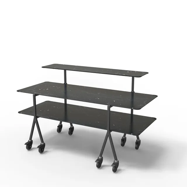 rosseto-modulite-mt-3004bmbw-3-level-buffet-tisch-set-black-marble-ablage-mit-ro image 1