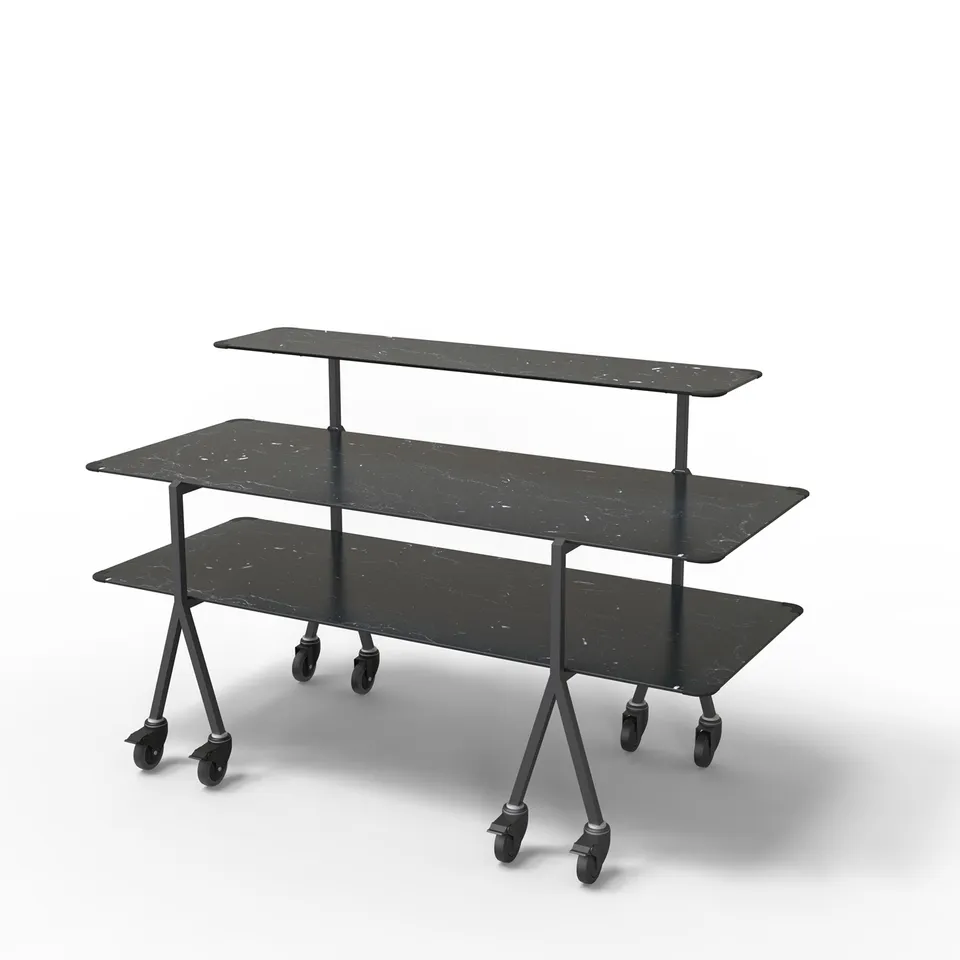 rosseto-modulite-mt-3004bmbw-3-level-buffet-tisch-set-black-marble-ablage-mit-ro image 1