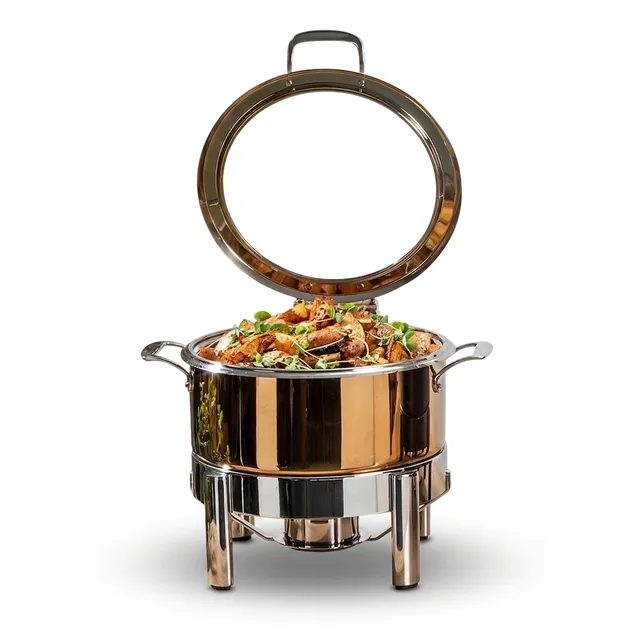 rosseto-le-dish-gwd300k-gr-chafing-pot-4-8-qt-gold-rund-mit-gestell image 1