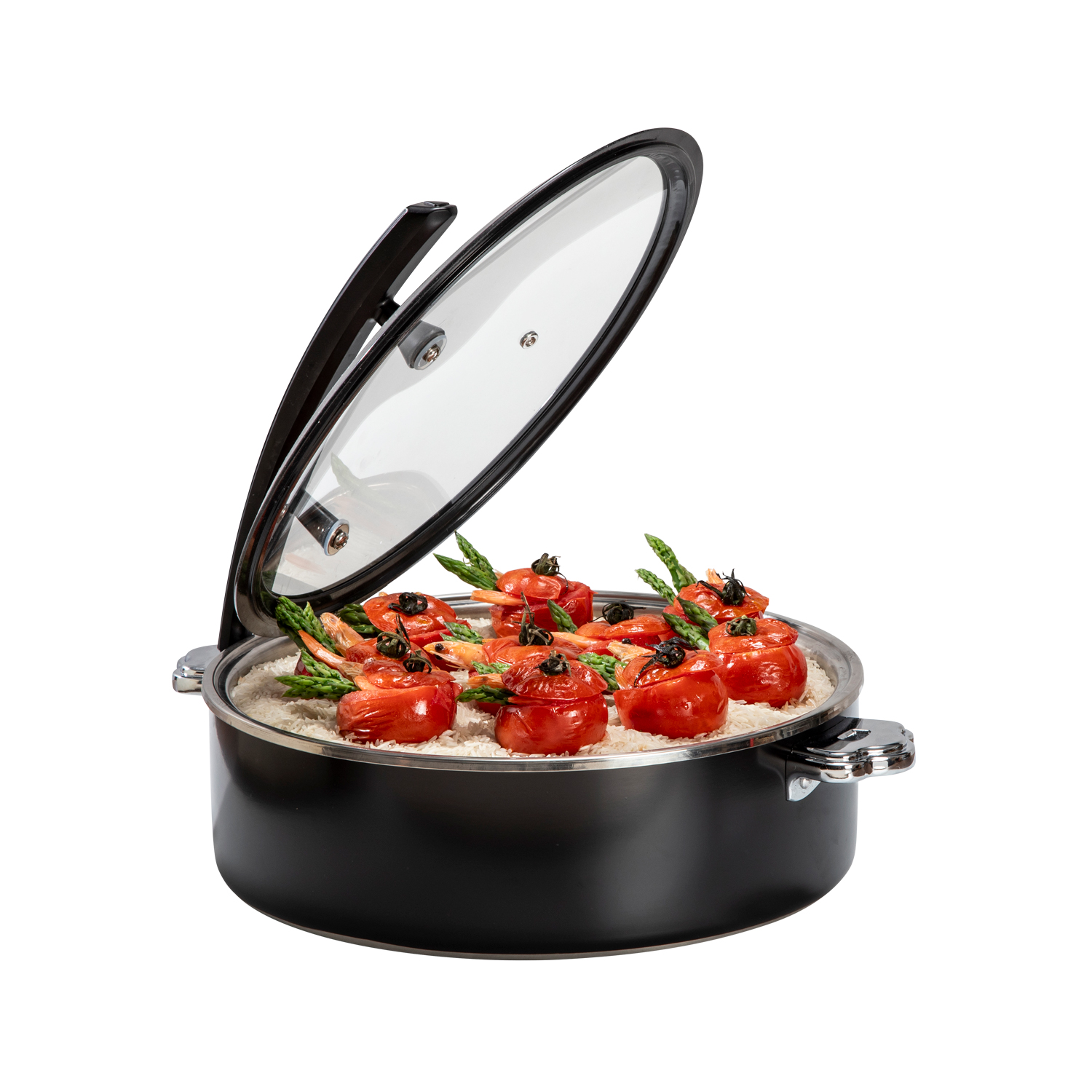 rosseto-rondeau-cw-ncb38b-buffet-server-rund-schwarz-7-4-liter-mit-pfanne image 1