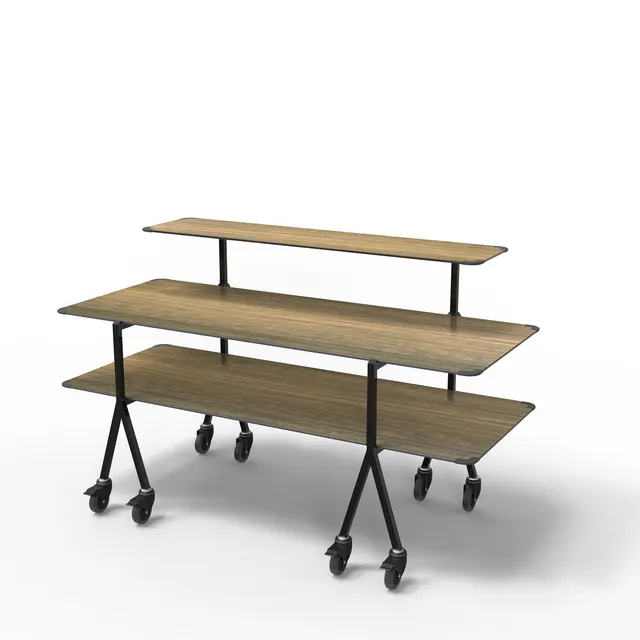 rosseto-modulite-mt-3001wbw-buffet-tischsystem-3-ebenen-walnuss-mit-rollen image 1