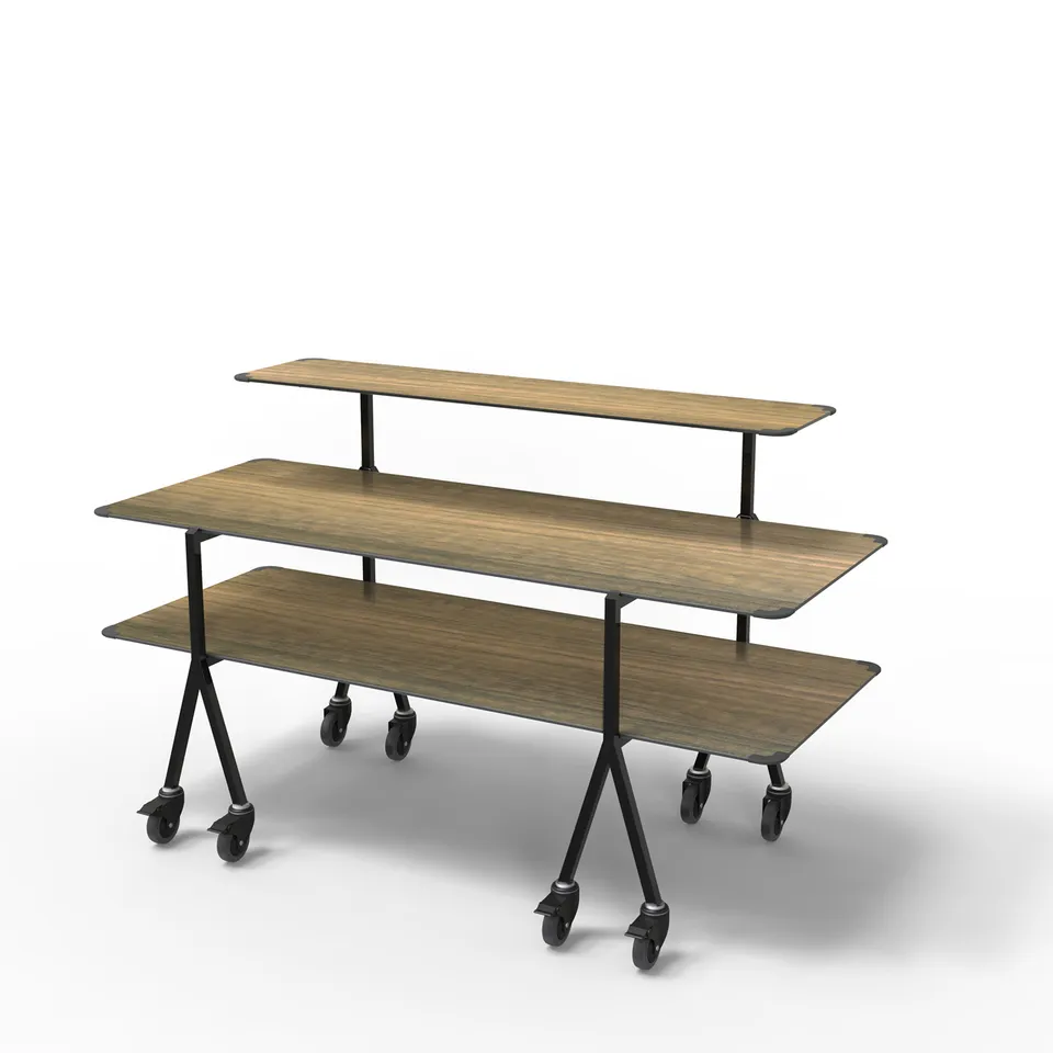 rosseto-modulite-mt-3001wbw-buffet-tischsystem-3-ebenen-walnuss-mit-rollen image 1
